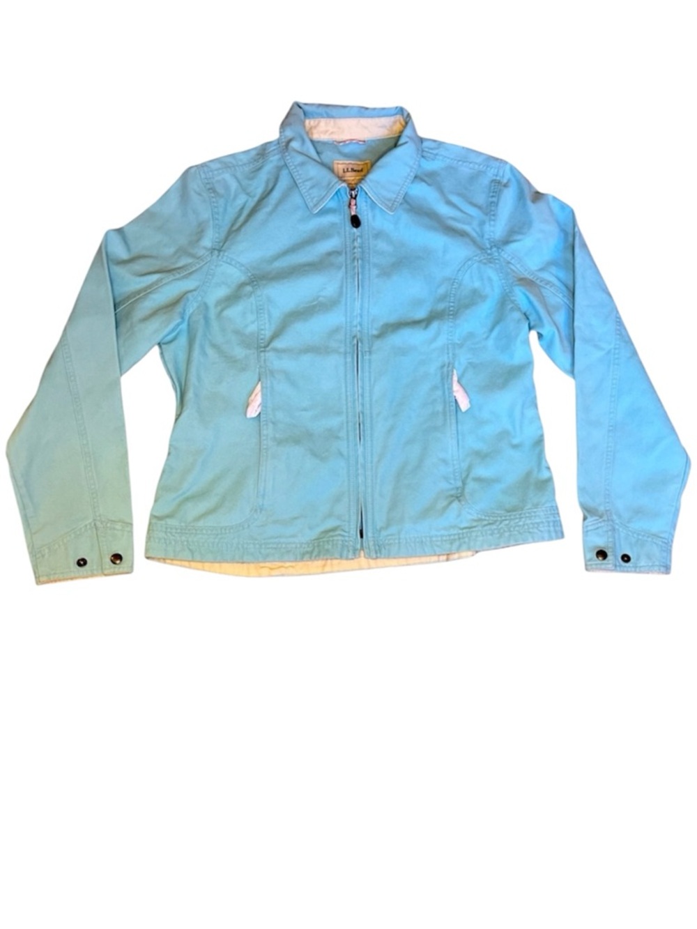 L.L. Bean jacket Quarry canvas zip front blue chalk L NEW chore coat casual